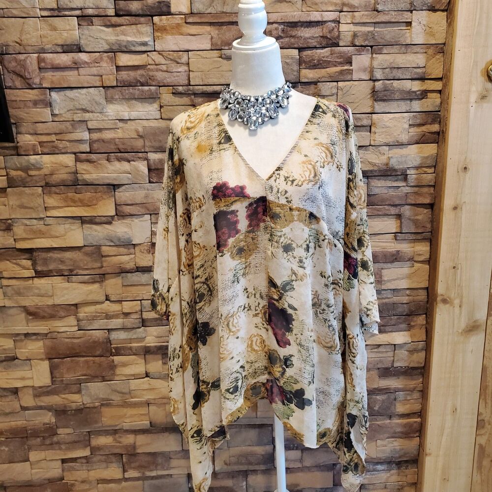 DANIELRAINN  COVER-UP BEIGE 3/4 SLEEVE POLYESTER 3X